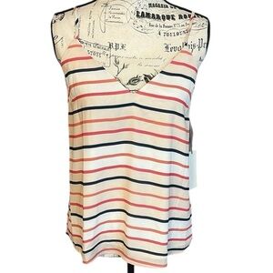 Nine Britton Striped Sleeveless Camisole Tank Top Cream Multi Size L